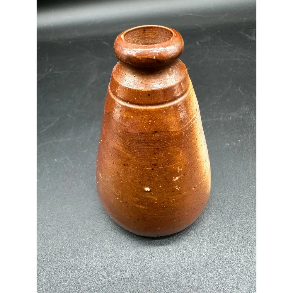 Vintage Brown Stoneware Bottle Figurine Rustic Pottery Home‎ Decor Accent Piece